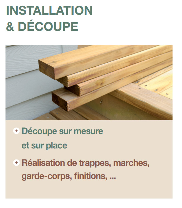 installation et découpe pour la pose de terrasse en bois