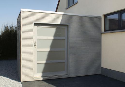 Abri cubique avec saturateur gris clair-Porte coulissante