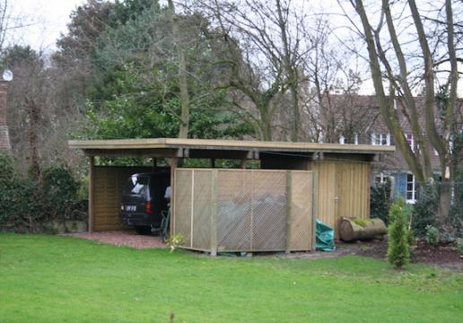 Carport bois LEMAN 1 voiture fermeture côté - LILLE (59)