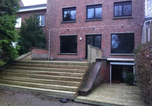 Terrasse + Escalier Bois en pin sylvestre - MOUVAUX ( 59 )