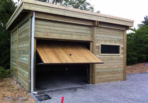 Carport bois LEMAN sur mesure, fermé porte de garage basculante-CAPINGHEM-